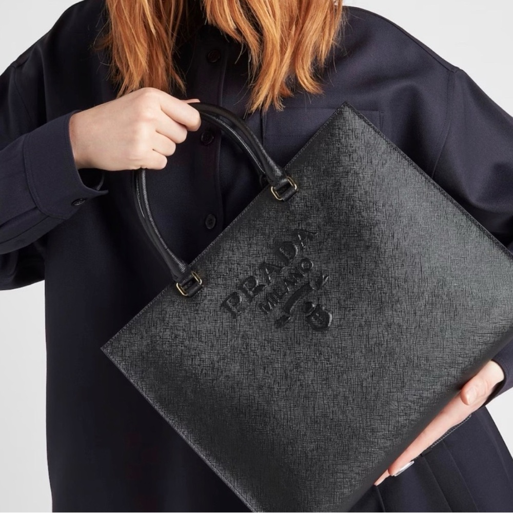 RARE Prada Large Black Saffiano Lux Leather Tote Bag